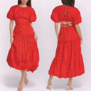 Cinq A Sept Size 10‎ Red Bubble Hem Midi Dress